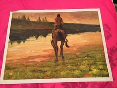 Sunset On the Plains 1905 Remington Oil Reproduction unframed