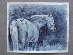 HORSE Animals Original Watercolor Acrylic Painting Art By Artist
