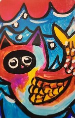 „NEW“ NOT ACEO „PURRMAID CAT #3 “ 3.5X5.5 ART MAGNET 2000-now