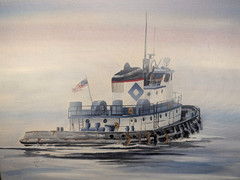 Dennis Lighthart Nautical Tugboat W/C Painting Town Point Wilmington, DE