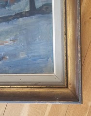 ORIGINAL SCANDINAVIAN OIL PAINTING SWEDISH MODERNIST WINTER LANDCAPE SIGNED