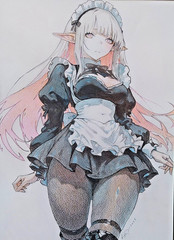 art 465 Original Anime Girl Drawing 15.x11 in — Mixed Media Illustration Paper