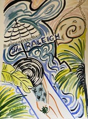 THE RALEIGH | South Beach Watercolor Painting K C Jones Miami Florida Pool Art