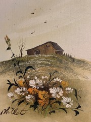 Original Painting, Barn, Rustic, Landscape, Signed, Framed Canvas on Board
