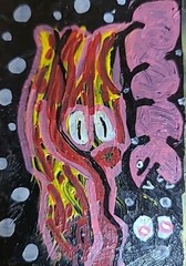 Inside Out Bart Worm ACEO Painting Low Brow Muscle Tissue Simpson Joke Textured