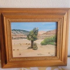 Framed Oil-on-Canvas Board Southwestern Desert Scene Painting Signed Mona 8×10
