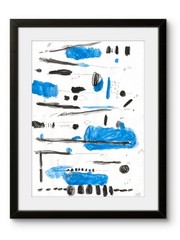 Minimalist Abstract Blue Neutral Modern Wall Art Original 11×14 on Paper