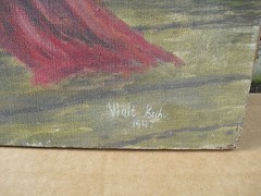 ORIGINAL 1947 Walt Kuhn Oil Painting on Canvas Sitting Clown in White Outfit