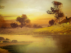 Antique Pastel Landscape Signed Art Deco Nicely Framed Twilight