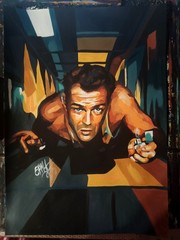 Bruce Willis action movie original acrylic painting, paper, handmade