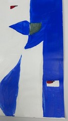 Original Cubist Blue Face Contemporary Painting Signed STerling Paper 11×14