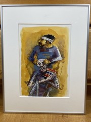 Signed V. Vivian Douglas Snow (1927-2009) „Yucatan“ Watercolor & Oil Pastel 1995