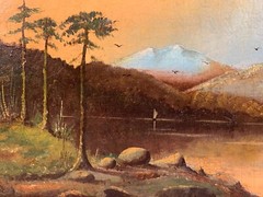 Hudson River School Signed Oil On Board Tonalist Painting F. Anderson Circa 1902