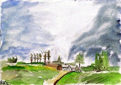 Contemporary Landscape Expressionist Original Painting Watercolor 5×7