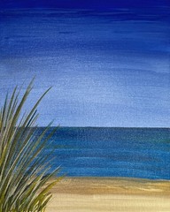 Ocean Seascape Coastal Wall Art Acrylic Painting 8×10 Unframed