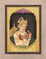 Portrait Painting Of Mughal Empress Mumtaz Mahal Gouache On Paper 13×10 Inches