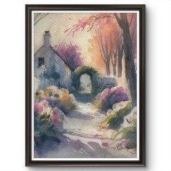 Original Watercolor Painting Cottages Size (5×7 inches)