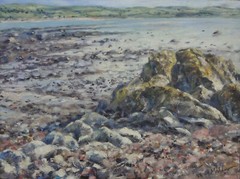 GERRY MILLER-Oil Painting on panel. Landscape.“Seascape Bute, Scotland“.40×30