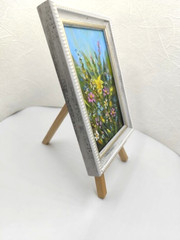 Original framed oil painting with signed flowers Spring colorful Impasto flowers