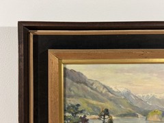 1940 Japanese Semi Antique Landscape Oil Painting Vintage Landscape Painting