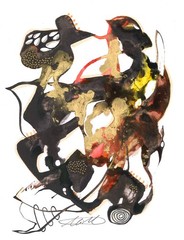 Alcohol Inian acrylic ink drawings recycled watercolor paper leaves Fall season