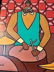 ABSTRACT EXPRESSIONISM PAINTING MUSICIAN JAZZ PORTRAIT BAND CONCERT MODERNISM
