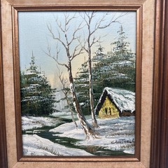 Phillip Cantrell Winter Oil Painting 8X10 Winter Landscape Framed Signed Canvas