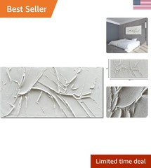 Hand-Painted 30×60 Inch Thick Texture White Oil Painting – Contemporary Art