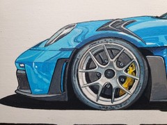 Original Painting. Super Car, Race Car, Sport Car, Porsche 911 GT3 RS. Framed