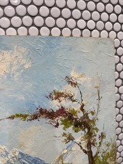 Vintage Original Oil Painting Signed On Back Mountain Landscape River 20×16