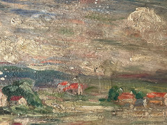 Early 20th French Impressionism – Antique Oil Painting – Study Stormy Landscape