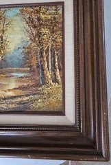 Autumn Creek Landscape Oil on Canvas, Signed Cantrell, Framed 16.5×14.5