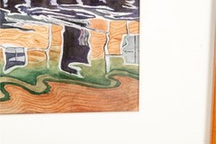 Watercolor on Paper „Panama Reflections“ by Anna Lohse Solid Wood Custom Frame