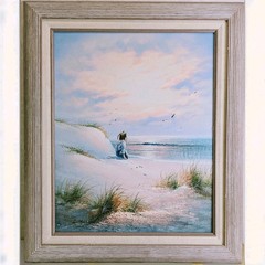 Original Seascape Oil Painting Signed Canvas Framed 21.5″ x 25.5″ Nature