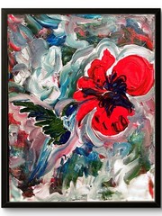 Hibiscus Flower Modern Original Signed Textured Canvas Wall Art Acrylic 11×14