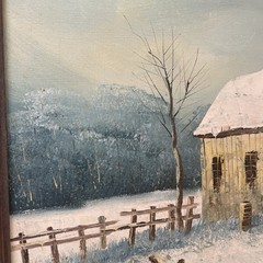 VINTAGE ORIGINAL WILLIAM NEWPORT BARN PAINTING OIL/CANVAS 12″X16″ Signed