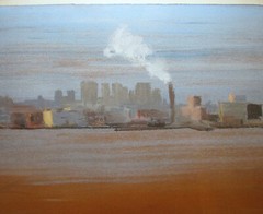 Seaver Leslie 1983 Pastel View of New York Hudson River Listed New York & Maine