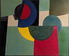 Vintage Modernist Painting Kitsch Geometric Abstract Expressionism Hartford Folk