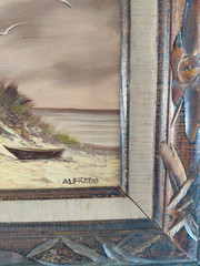 Moody Original Oil on Board Coastal Seascape Framed Beach House Wall Art 14×15