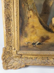 Antique British Genre Painting Boy with his Dog William Collins RA Gold Frame