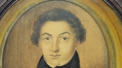 Antique Young Man Gentleman Miniature Watercolor Painting