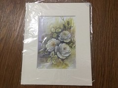 2013 White Roses Hand Painted by Petrides Matted