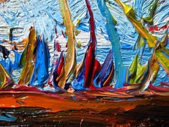 ORIGINAL█OIL PAINTING█IMPRESSIONIST ART█NATURE LANDSCAPE ABSTRACT DECO█POP OCEAN