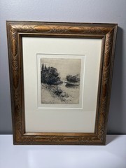 Original 1864 landscape etching by Sir Francis Seymour Haden “Kew” (13”x16”)