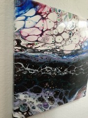 Abstract Acrylic fluid Art Painting 12×12 stretched canvas wood frame wall art