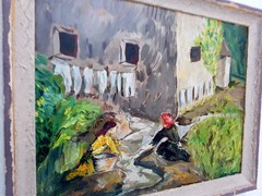 No.: 1033 oil painting artwork frame painting oil painting city river people