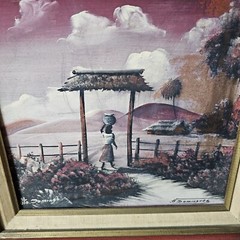 Vintage H. Dominguez Santo Domingo Dominican Republic Village Woman Oil Painting