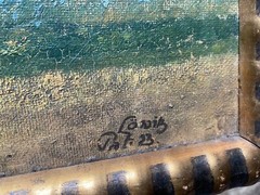 ::OIL PAINTING VIEW OF LÖWITZ °TO FIX UP FIELDS BARN MONOGRAM FRAME