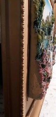 3D Embellished Ceramic Painting Canvas Coastal Portofino Framed 20×24″ Vintage