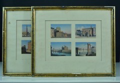 Antique Painting View D‘ Italy Rome Grand Tour Saint Angel Colosseum Védute X 8